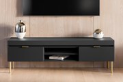 TV stolík Sentia 157 cm s 2 otvorenými policami - čierna / zlatá