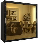 Skriňa Platinum T3 200 čierna marmur/čierna