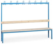 Šatníková lavica s vešiakom, sedák - laty, dĺžka 2000 mm, modrá