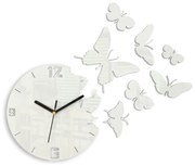 Moderné nástenné hodiny MOTÝLE WHITE white