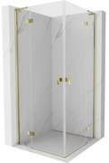 Mexen Mist-H L Duo, 2-krídlový sprchový kút 70 x 70 cm, číre sklo, zlatý lesklý profil, 8A5L-070L-070P-50-00