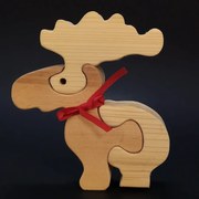 AMADEA Drevené puzzle sob, masívne drevo dvoch druhov drevín, 16 cm