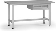 Výškovo nastaviteľný dielenský stôl G5, 1500 x 750 x 800-1000 mm, 1x kontajner, 1 zásuvka, sivá