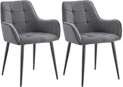 Set 2 jedálenských stoličiek Ferndale - zamat - tmavošedá