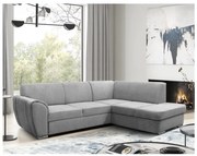 Rozkladacia rohová sedacia súprava s úložným priestorom v tvare L SERPA pravá šedá