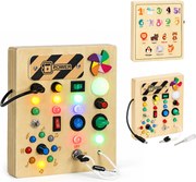 ECOTOYS Dřevěná interaktivní manipulační tabule s LED světly od 3 let