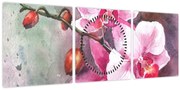 Obraz - Orchidey, aquarel (s hodinami) (90x30 cm)