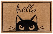 Rohožka Hello s mačkou 105703 – na von aj na doma, 45x70, hnedá, chodba / predsieň, Hanse Home