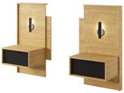 Nočný stolík Baltic D s LED - 2 ks dub Baltic/čierna