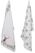 Sada 2 bavlnených kuchynských utierok Holly Christmas - 50*70 cm