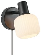 Nástenné svetlo Nordlux Milford Mini (opálové sklo, čierna) sklo, kov IP20 2412631003