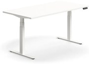 Výškovo nastaviteľný stôl QBUS, rovný, 1600x800 mm, biely rám, biela