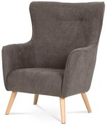 Křeslo, potah lanýžová látka, dřevěné nohy, masiv kaučukovník