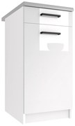 Kuchynská skrinka Belini spodná so zásuvkami 40 cm biely lesk s pracovnou doskou INF SDSZ1-40/1/WT/W/0/B