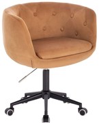 LuxuryForm DESIGN Kreslo MONTANA VELUR na čiernej podstave s kolieskami - medové