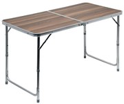 Skladací kempingový stôl hnedá/chróm