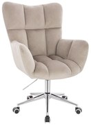 LuxuryForm DESIGN Otočné kreslo AURORA VELUR na striebornej podstave s kolieskami - latte
