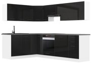 Kuchynská linka Belini Premium Full Version 420 cm čierny lesk s pracovnou doskou JANET