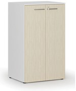 Kancelárska skriňa s dverami PRIMO WHITE, 3 police, 800 x 640 x 1335 mm, biela/breza