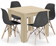 Jedálenský štvorcový stôl dub sonoma so štyrmi stoličkami OSAKA čierne / hnedé