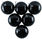 DECOLED Plastová guľa, 10 cm, čierna, 6 x lesklá