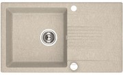 Laveo Celia, 1-komorový granitový drez 760x440x185 mm s dlhým odkvapkávačom, béžová, LAV-SBC_411T