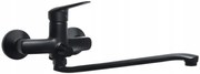 Deante Boro, nástenná umývadlová batéria 150mm s predĺženým ramenom a pripojením sprchovej hladice, čierna, BMO_N56M