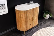 Sideboard TRES 70cm mango wood natural w/ white marble top and golden handles