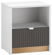 Nočný stolík Torino 09 biela/dub castello/grafit