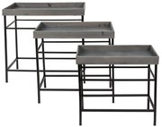 3ks šedo-čierne stojany na kvety Boleo - 60*32*64 / 52*27*56 / 47*22*48 cm