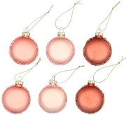 Set 6ks ružová sklenená ozdoba makronka Macrons - Ø 6*2,5 cm
