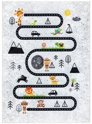 Detský koberec JUNIOR 51490.802 zvieratká / uličky, sivý