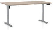 Výškovo nastaviteľný stôl OfficeTech B, 160 x 80 cm, sivá podnož, dub