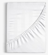 Goldea damašková napínacia plachta - biele prúžky so saténovým leskom 90 x 200 cm