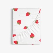 Goldea bavlnená napínacia plachta - svieže jahody 80 x 160 cm