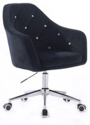 LuxuryForm DESIGN Kreslo ROMA VELUR na striebornej podstave s kolieskami - čierne