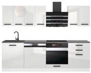 Kuchynská linka Belini Premium Full Version 240 cm biely lesk s pracovnou doskou SUSAN