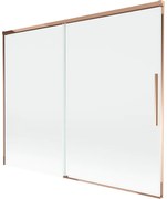 Mexen Rox, 2-krídlová posuvná vaňová zástena 190 x 150 cm, 8mm číre sklo, ružové zlato profil, 8C9-190-001-60-00