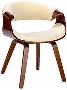 Stolička Foley - koženka, drevené nohy orech - Krémová