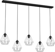 Luster na lanku BERGEN 5xE27/60W/230V čierna/lesklý chróm
