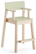 Vysoká detská stolička LOVE s opierkami rúk, V 500 mm, breza, laminát - zelená