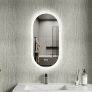 Erga Demi, oválne LED zrkadlo 40x80cm, 3 farby svetla, predné osvetlenie, vyhrievacia podložka proti zapareniu, ERG-V01-DEMI-4080-CL