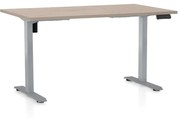 Výškovo nastaviteľný stôl OfficeTech B, 120 x 80 cm, sivá podnož, dub
