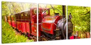 Obraz parného vlaku (s hodinami) (90x30 cm)