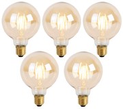 Sada 5 stmievateľných LED žiaroviek E27 s 3-stupňovým stmievaním G95 Goldline 5W 530lm 2200K