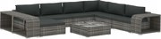 vidaXL 10-dielna záhradná sedacia súprava, vankúše, Pe ratan, sivá