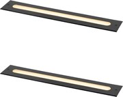 Sada 2 moderných zemných bodových svetiel čierna 50 cm vrátane LED IP65 - Eline