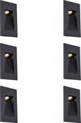 Sada 6 moderných zapustených nástenných svietidiel čierna 7 cm vrátane LED IP65 - Trem