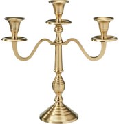 Kovový svietnik 3ramenný 29x10x30 cm, farba zlatá, dekor 2