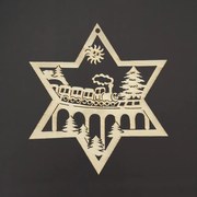 AMADEA Drevená ozdoba hviezda s vláčikom 6 cm